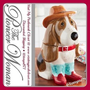 🦋 New Pioneer Woman Cowboy Charlie Turquoise Socks / Red Boots Cookie Jar